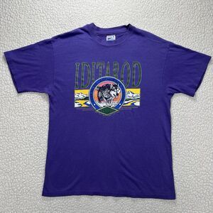 VTG Iditarod Alaska T-Shirt Sz Large Purple Single Stitch USA 90s Adventurecore‎